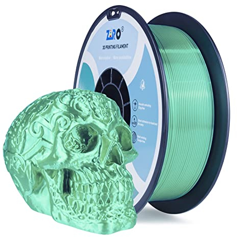 ZIRO Seide PLA 1.75mm Filament, 3D Drucker Filament der Seide PLA Serie 1.75mm 1kg, Durchmessertoleranz bei +/-0.03mm, Grün