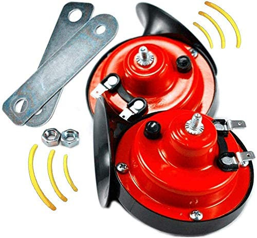 Nihexo 300 DB Super Train Horn for Trucks, Electric Snail Horn, Loud Air Electric Snail Double Horn Raging Sound for Trucks, Cars, Motorcycle, Bikes & Boats with 12v Power Supply (2Pcs)
