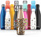Proworks Botellas de Agua Deportiva de Acero Inoxidable | Cantimplora Termo con Doble Aislamiento para 12 Horas de Bebida Caliente y 24 Horas de Bebida Fría - 500ml - Oro - Leopard Impresión