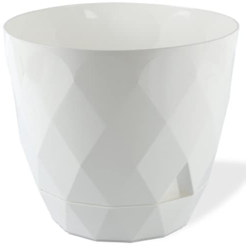 Rammento Large 9 Litre Modern Planters - White Plant Pot with Removable Tray, For Indoor & Outdoor Use, Ideal for Lush Greenery or Blooming Flowers, Adds a Fresh Aesthetic to Home or Garden