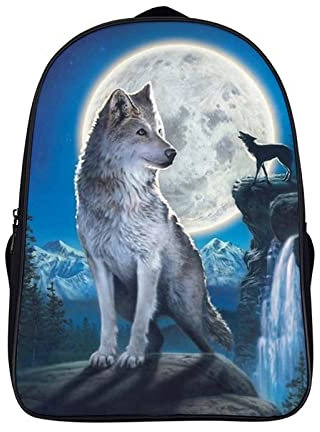 FEIGENBAOMU Teen Fashion Rucksack Wolf Kinder Kinder Schulrucksack Herren Damen Kinder Outdoor Wanderrucksäcke (40x28x16cm) cooler Rucksack