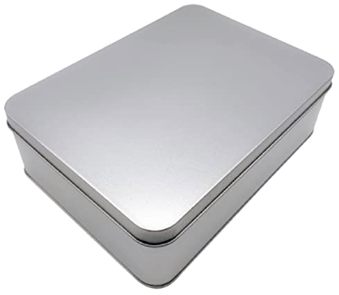 Caja de Hojalata Con Tapa - Recipiente Rectangular de Metal Con Tapa - Lata Vacía de Estaño