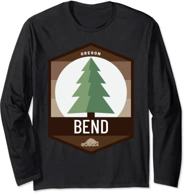 Anstecknadel mit Bieber oder Douglasie, Tannenbaum, Kiefernholz Langarmshirt