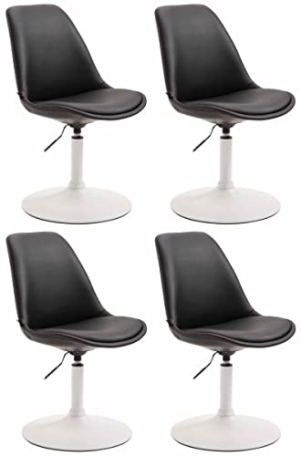 CLP 4er Set Esszimmerstühle Maverick Kunstleder I höhenverstellbare Lehnstühle I Drehstühle Mit Trompetenfuß, Farbe:schwarz, Gestell Farbe:weiß