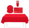 Solid Color Red Tableware Set Decor,20 Paper Napkins 16 Cups Plates in Red,1P Large Plastic Tablecloth Disposable Birthday Decorations for Him,Her, Men,Women,Adults Party,Kids Christmas Party