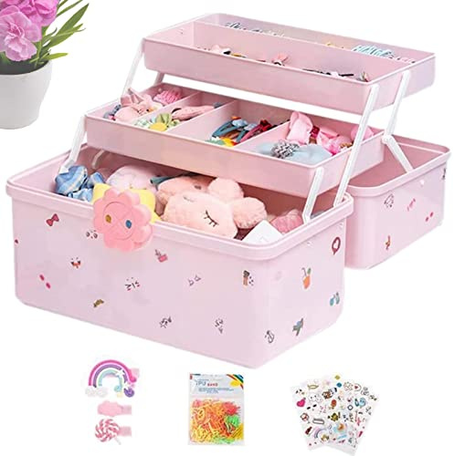 Lecerrot Kinder Haarschmuck Aufbewahrungs, Rosa Aufbewahrungsbox Für Haarschmuck Schmuckbehälter, Rosa Haarschmuck Schmuckkästchen, Für Mädchen Und Frauen Für Haarbänder, Haargummis, Clips
