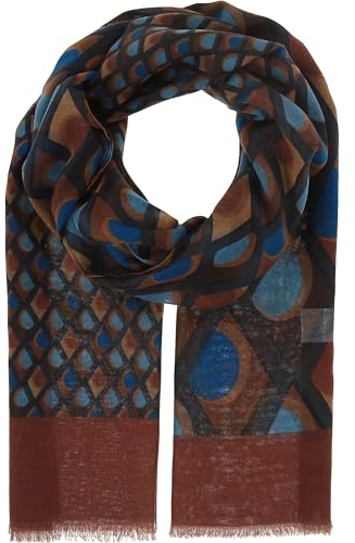 FRAAS Stola mit graphischem Design - 70 x 180 cm - leichter Schal mit geometrischen Mustern - Sustainability Edition Pure Blue