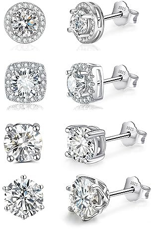 HEEYA Ohrringe Set Damen 4PCS Ohrstecker Sterling Silber 925 Post Hypoallergen ohrringe stecker mit 5A Zirkonia Ohrschmuck mit Geschenkbox