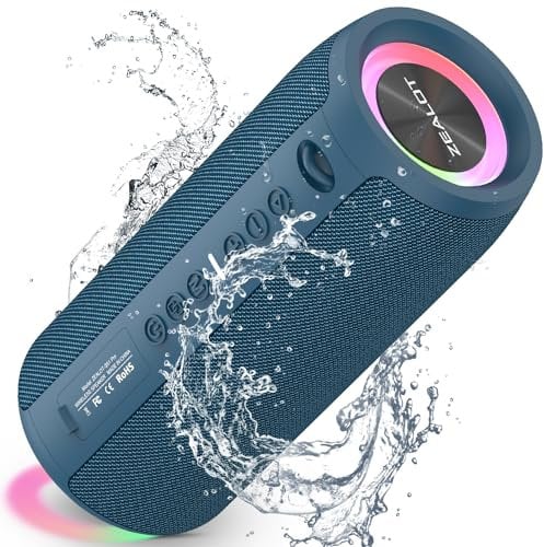 ZEALOT Cassa Bluetooth Potente 40W, Altoparlante Portatile Impermeabile IPX6, Cassa Bluetooth 5.2 Wireless con Luci a LED, Bassi Profondi, AUX, Carta di TF, per Viaggi/Esterno