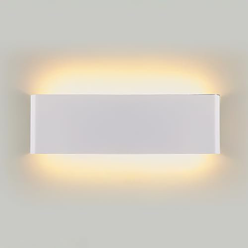 CHEVVY Lámpara de Pared Interior 12W Apliques pared LED Luz Blanca Cálida 4000K Lámpara Moderna Blanco Luz de Aluminio para Salón Escaleras Dormitorio Pasillo Sala