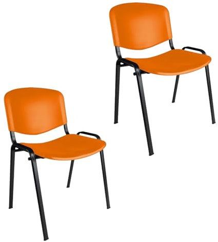 Topsit Büro & More 2er Set Besucherstühle, stapelbarer Konferenzstuhl, mit Sitz und Rückenlehne aus Kunststoff. (Orange)