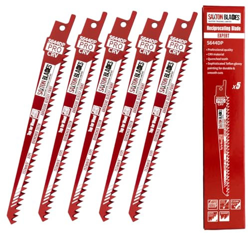 Saxton 152mm Professional Range Reciprocating Saw Blade Wood & Plastic Chromium-Vanadium Steel (CrV) – S644DP – Pack of 5