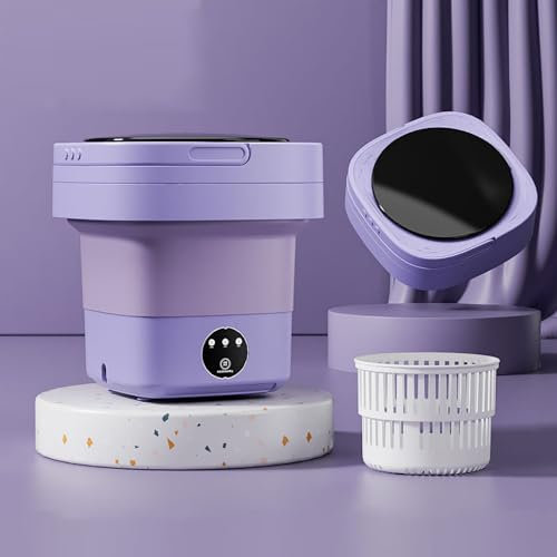AMZTEMU 8L Portable Washing Machine and Dryer, Mini for Underwear, Sock, Baby Clothes, Travel, Camping, RV, Dorm, Home - UK Power (Purple)