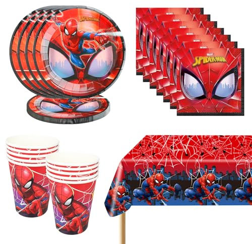 41 PCS Ensemble de Vaisselle de Fête, Vaisselle de Fête avec Enfant Anniversaire, Enfants d'anniversair Vaisselle Fête Décorations Kit, Assiettes, Tasses, Nappe, Serviettes