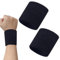 2PCS Sweat Bands Wristbands Elastic Black Arm Sweatbands Cotton Gym Sports Sweatband Bracelet Fitness Sweatbands for Men Women for Tennis Running Basketball (3.15 x 3.15inch)
