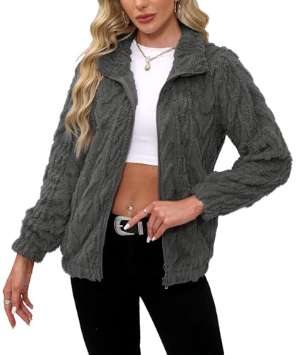 For G and PL Damen-Fleecejacke, langärmelig, durchgehender Reißverschluss