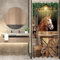 Newsely Petit rideau de douche en forme de porte de grange de cheval occidental pour camping-car, 91,4 x 182,9 cm (l x H) - Style ferme, cowboy, vieil ouest sauvage, ensemble de salle de bain en bois,