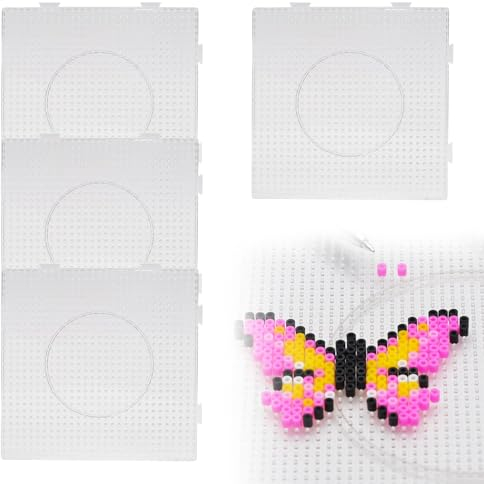 4PCS Hama Beads Pegboard - Plastic Fuse Beads Pegboards, 5mm Hama Bead Boards, Transparent Bead Boards for Children Hand DIY Handmade Products