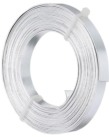 PATIKIL 16.4 Feet Flat Aluminum Wire, 20 Gauge Bendable Anodized Aluminum Wire 10mm Wide Beading Craft Wire for Jewelry Making, Silver Tone