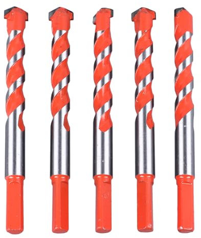 Spiralbohrer-Set für Fliesen, Ziegel, Zement, Beton, Glas, Kunststoff, Betonblöcke, Holz, mit 16,2 Mm Geradem Dreiecksschaft, Hartmetallspitzen und Aufbewahrungskoffer (5er-Pack)