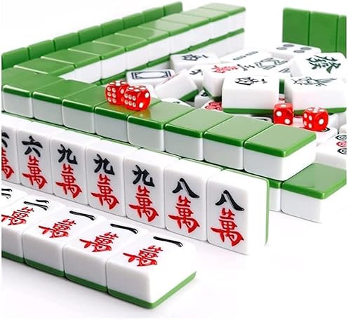 CYJAZNHH Chinese Mahjong Game Set Mahjong Tiles, 42mm Large Mosaic with Travel Case for Adults, Boys, and Girls, 144 Mosaic Mah Jongg Game Made in China