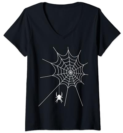 Damen Spinnennetz Spinne Spinnenliebhaber Geschenk Spinnen T-Shirt mit V-Ausschnitt
