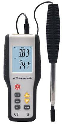 Anémomètre Numérique de Haute Précision, Anémomètre Thermique Portable, Anémomètre à Fil Chaud pour Conduits D'air