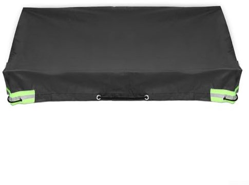 HpLive Anhängerplane Flachplane mit Reflektierenden Streifen, 183x122x13cm 420D Oxford Anhänger Abdeckplane mit Planenseil (Schwarz)