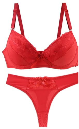 Generisch BH Set Damen Mit BüGel Und Slip, Push Up BH Set, BH Damen Mit BüGel GroßE GrößEn UnterwäSche Set Frauen BH Und Slip Lingerie Atmungsaktiv Unterhosen Tanga Dessous Sets