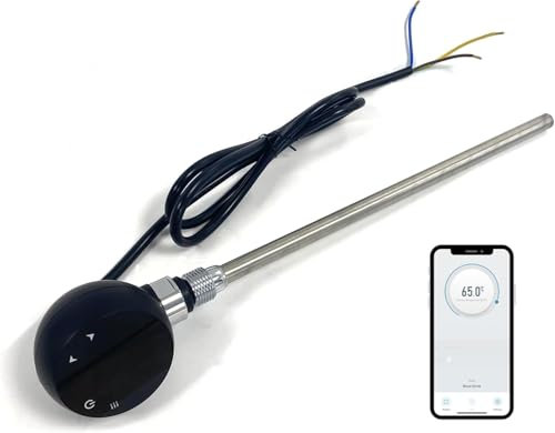 Greened House Wifi Electric Smart Heating Element for Towel Rails and Radiators with LED touchscreen Thermostat/Timer Energy Efficient (Black, 600w)
