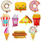 10 Stück Donut Luftballons, Eiscreme Donut Folienballons Set, Eiscreme Helium Ballons, Pommes Popcorn Folienluftballon, Hamburger Luftballons, Food Themed Balloons für Kinder Party Deko