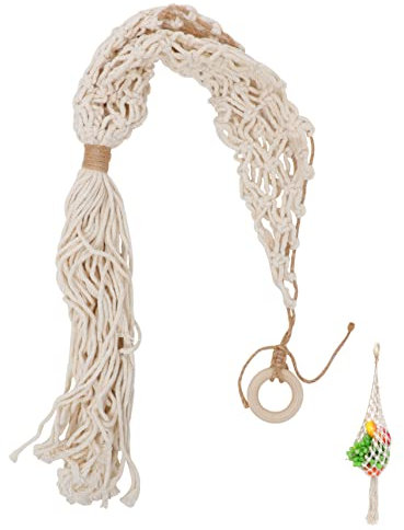 Zerodeko Macrame Fruit Bag Hanging Vegetable Net Bag Kitchen Storage for Fresh Produce