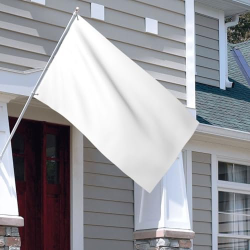 LEOKRUN Individuelle Flagge, doppelseitig, bedrucken Sie Ihre eigene personalisierte Flagge mit Ihrem eigenen Logo-Bild und Text, individuelle dekorative Flaggen für Innen- und Außenbereich, Weiß, 90