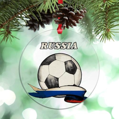 Guangpat Weihnachtsschmuck mit russischer Flagge, Acryl, Vintage-Fußball-Ornamente für Weihnachtsbäume, Reise-Souvenir, Weihnachtsschmuck 2024, Andenken, Urlaub, Souvenir, Neujahrsgeschenke für
