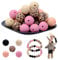 50 Pièces Perles en Silicone de 15 mm, Rondes Perles en Silicone Perles Artisanales pour Bricolage Porte-Clés Bracelets Collier Fabrication de Bijoux, 5 Couleurs, Imprimé Léopard