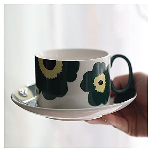 Kaffeetasse und Teetasse im Palaststil, Retro-Nachmittagstee, Blumenteetasse, Teetasse und Untertasse im japanischen Stil, handgemaltes Muster (B)