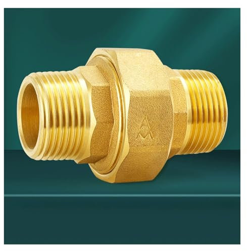 EKFBQBGW H59 Brass 1/2 3/4 1 2 BSPP Male to Male Thread Pipe Fitting Thickening Union Joint Water Gas Adapter Coupler Connector (1-1/2)
