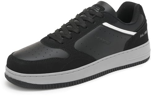 AX BOXING Sneakers Herren Mode Herrenschuhe Freizeitschuhe Atmungsaktive Walkingschuhe 41-46 EU (Schwarz Weiß,46 EU)