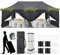 LEADZM Pavillon,Faltpavillon 3x6m,Wasserdicht,Stabil,Nachahmungsspitze,UV Schutz 50+,Höhenverstellbar,4 Sandsäcken,6 Seitenwänden,Gartenzelt,Partyzelt,Stahlrahmen,für Garten,Party,Camping,Dunkelgrau