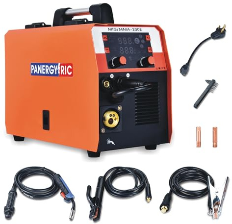 200A Gas Gasless Multiprocess MIG Welder，Flux Cored/MIG/Lift TIG/Stick Welder 4 in 1 Welding Machine，With Synergic Control 110V/220V Dual Voltage Welder Machine