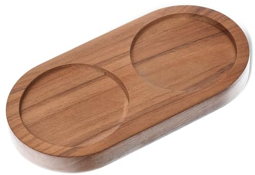 YBEATY Salt Pepper Mill Tray Acacia Wood Tray Many Mill Shaker Holder Rest | Retro Colour, Salt Pepper Grinder Accessories, for Kitchen Dining Table Storage Protector, Pepper Mill not Included