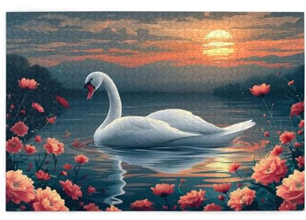 Schwan Puzzle 4000 Teile Erwachsene Mond, Puzzles mit Verpackung Box und Poster, Lustig Stress Abbauen Familien Unterhaltungsspiele für Raumdekoration, Kreative Geschenke für Männer/Frauen 1T-2098