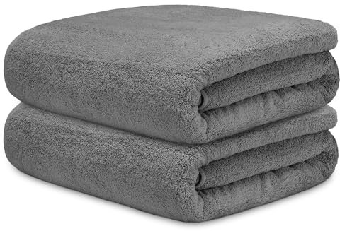 DECASATEXTIL Juego 2 Toallas Baño Grandes 70x140cm Algodón 450g/m² – Suaves y Absorbentes – Toallas de Ducha para Hogar, Gimnasio o Hotel (Marengo)