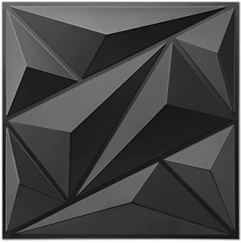 INMOZATA Lot de 33 panneaux muraux 3D, 30,5 m² – Panneaux décoratifs modernes en diamant pour salle de jeux, arrière-plan TV, chambre à coucher, hôtel et bureau – 30,5 x 30,5 cm (noir)