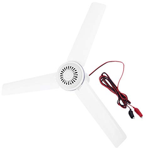THINCAN Electric fan,12V Mute Ceiling Fan 19.6inch Camping Tent Hanging Fan without for Outdoor Hiking Bed Home BBQ