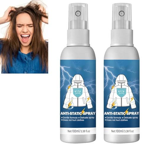 Textilien Antistatik Spray,Antistatik Spray für Kleidung,Auto-Antistatikspray für Kleidung,Fürs Teppich,Möbel & Textilien,Einfach zu Bedienen,100ml 2pc