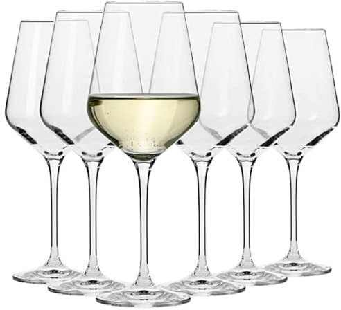 Krosno Weißweingläser 450 ml – 6 Stück – Avantgarde Kollektion – bleifreier Kristall – Elegantes Design und schlanke Silhouette