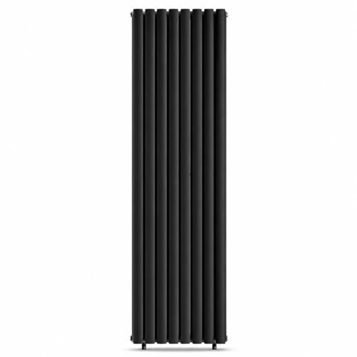 The Radiator Hub AURA 1600 x 480mm Anthracite Double Oval Vertical Designer Radiator, Tall 8 Oval Column Tubes, Double Panel Wall Mounted Central Heating Radiator for Bathroom, Kitchen & Hallway