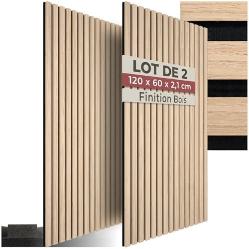 tectake® 3D Akustikpaneele 120 x 60 x 2,1 cm, Holz Optik Paneele, Wandpaneele in Holzoptik als Schallabsorber, Panels für Wohnzimmer, Küche, Wandverkleidung, Schallschutz - Eiche hell, 2er Set