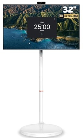 XDTIME 32-Inch Mobile Portable Smart TV with 4K UHD Ultra HD touch display, Android OS 8G RAM+128G Storage, Detachable 4K Webcam, Rotatable Stand for Indoor/Outdoor Movie, Video Call, Gaming